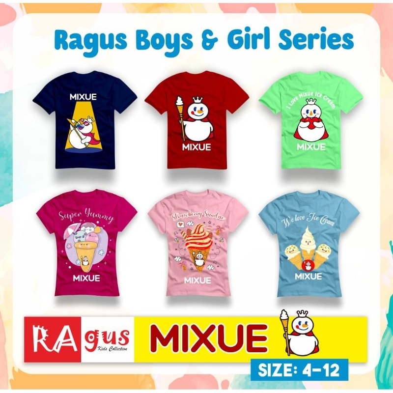 KAOS RAGUS MIXUE /KAOS ANAK / KAOS BRANDED / BAJU ANAK BRANDED / KAOS ANAK BRANDED