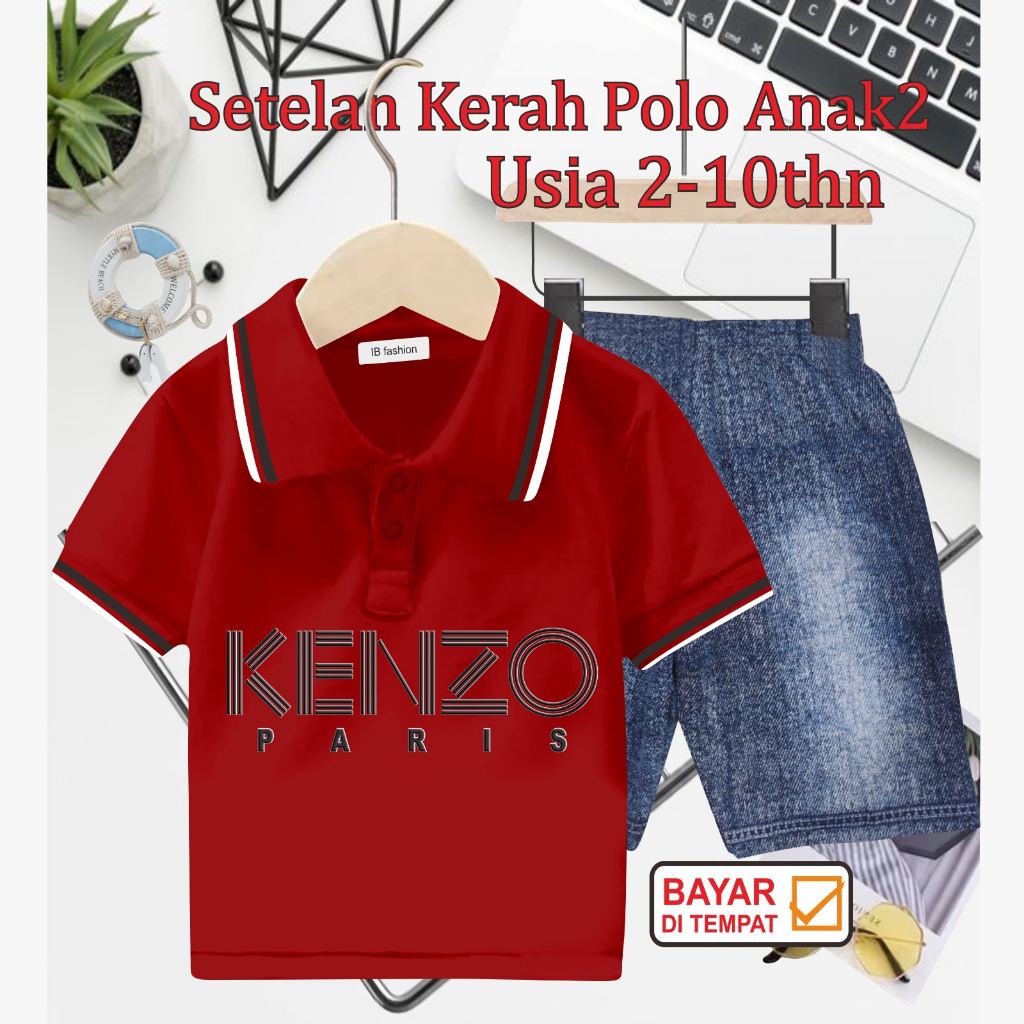 ((IB))SETELAN ANAK2 KERAH POLO SEMI JEANS/K3NZ0 DIGITAL SABLON