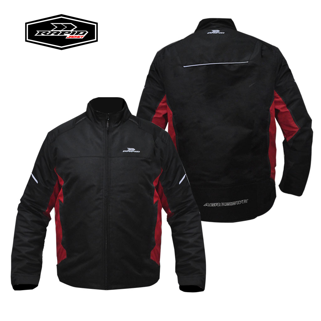 jaket motor  sunmori rapid agressive black red dengan reflextive