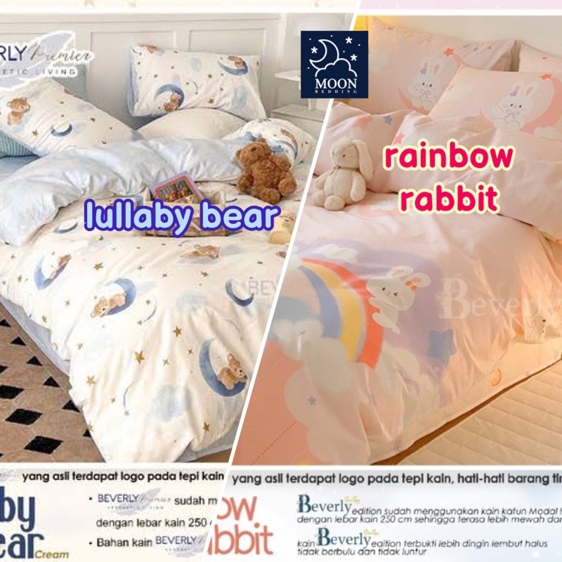 moon kain sprei meteran katun lokal premium catra beverly motif anak baby rainbow rabbit pastel colo