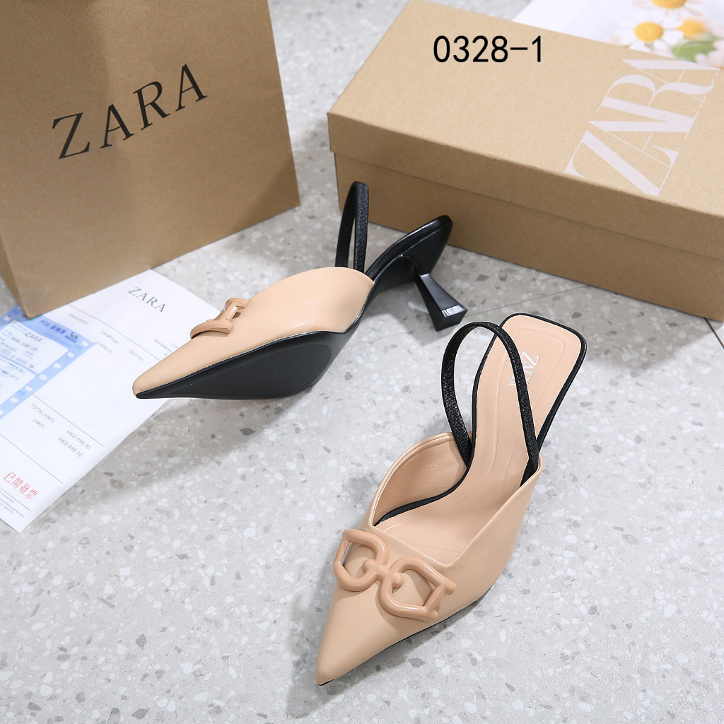 zr  0328-1 High-Heel Slingback Shoes With Raised Detail