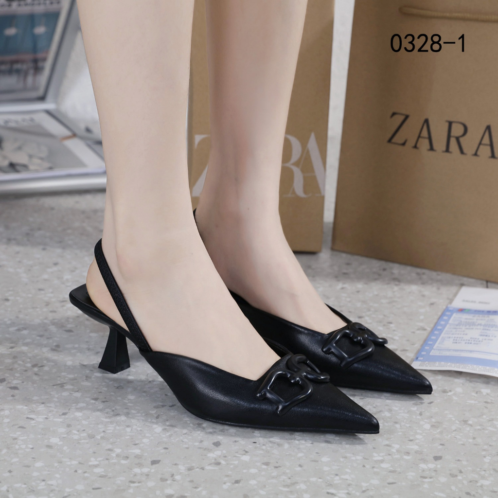 zr  0328-1 High-Heel Slingback Shoes With Raised Detail