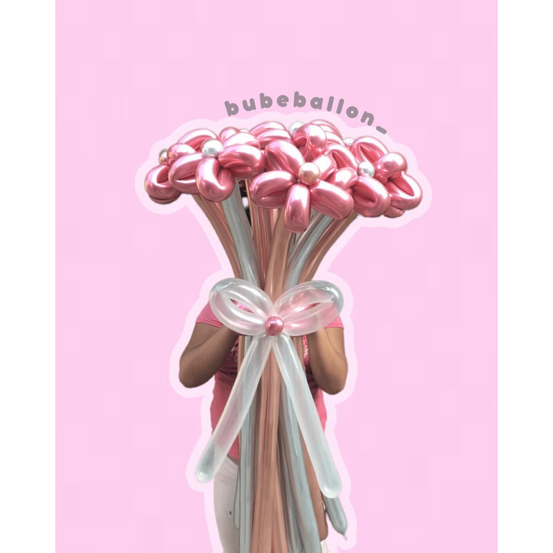 BOUQUET/BUKET/BUCKET BUNGA BALON 10 TANGKAI PANJANG CANTIK(JUMBO)