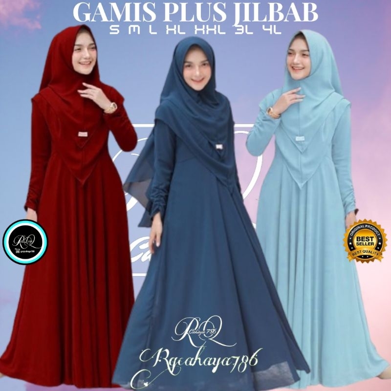 MAIYRA SYARI GAMIS SYARI PLUS KHIMAR CERUTY UKURAN S M  L XL XXL XXXL 4XL BUSUI POLOS MAXI DRESS SET MURAH KEKINIAN TERBARU SERAGAM TERMURAH BAJU PLUS JILBAB BERKUALITAS JUMBO SET PESTA TERLARIS TERBARU CANTIK