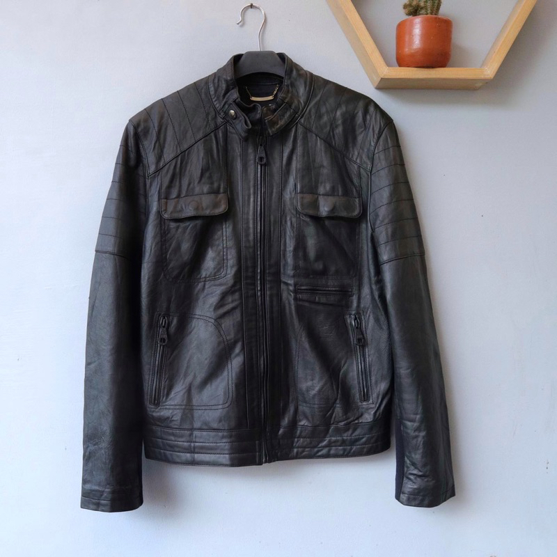 Jaket kulit domba trucker treker traker pl bekas preloved second