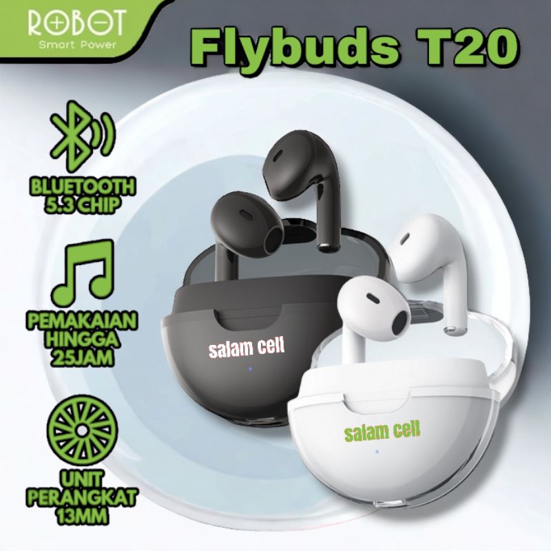 Tws Robot Flybuds T20 Bluetooth 5.3 Original Garansi Resmi