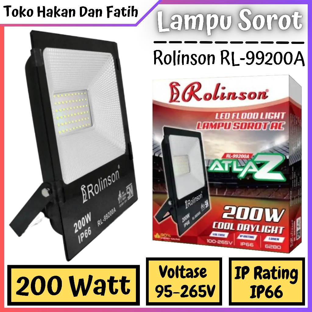 Lampu Sorot AC 200 Watt Listrik Tembak IP66 Rolinson RL-99200A ATLAZ | Lampu Sorot AC Listrik Tembak
