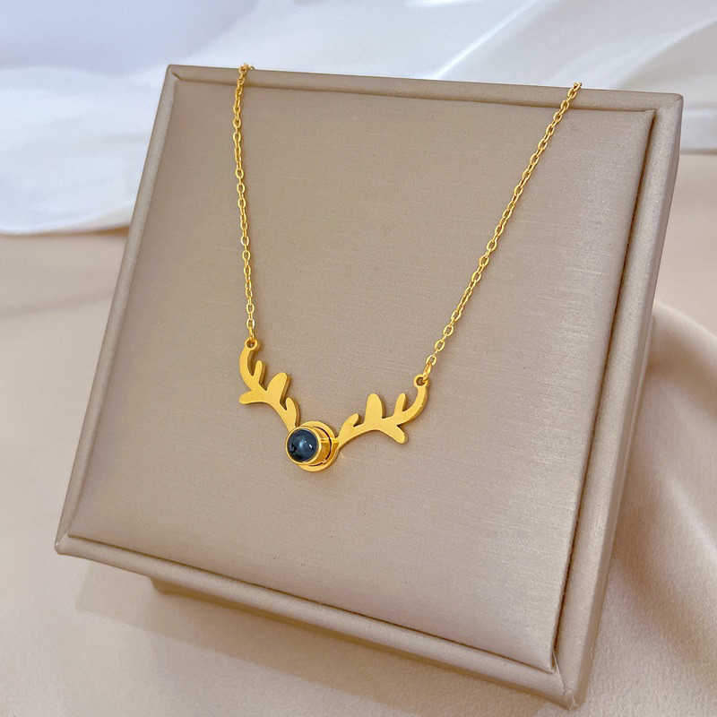 kalung rusa mata hitam titanium cantik