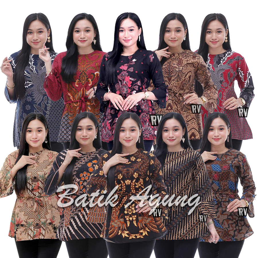 Baju Batik Wanita Trendy Modis Blouse Terbaru 2023 Seragam Batik Kerja Kantor Wanita Modern Kekinian