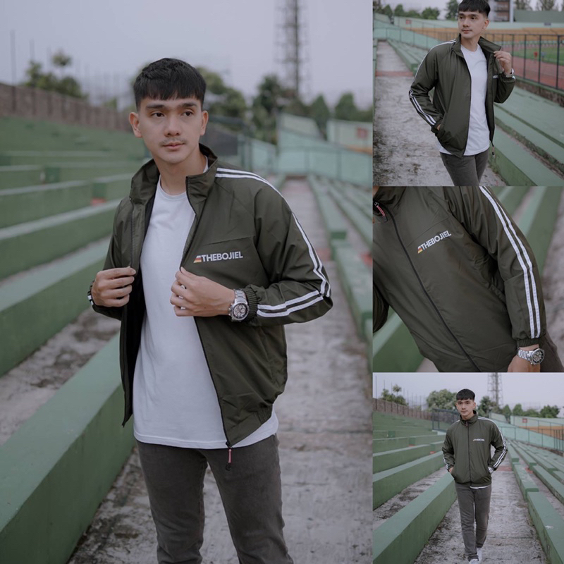 Jaket Kamsay Sport List Reglan Garis Outdoor Kasual Waterproof Pria Waterproof Original premium tbzl