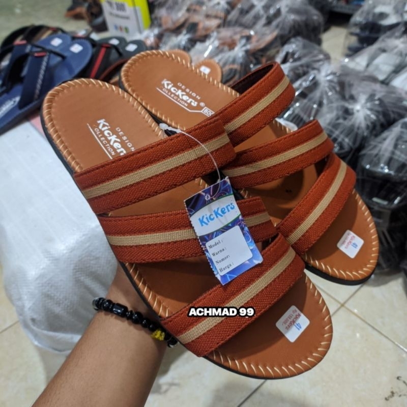 Sandal Kickers Pria Bisban Murah Berkualitas Selop Slop Slip on Japit Jepit Cowok Kasual