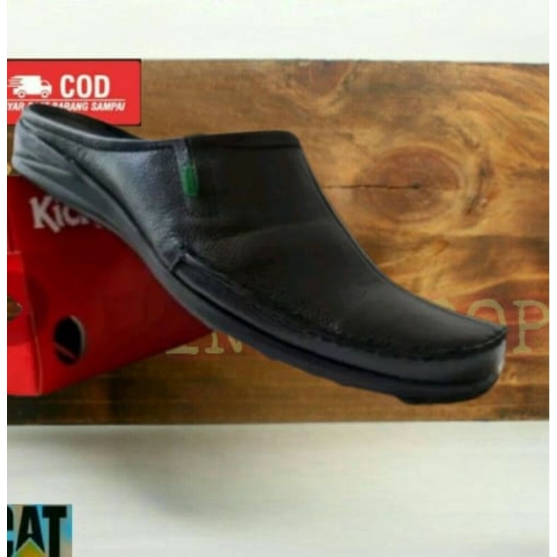 Sandal sepatu Slop Bustong Pria Kulit Asli Semi Formal Original  8011