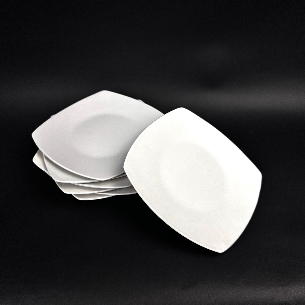 Luxury White Salad Plate | Square Shaped Salad Plate | Piring Salad Kotak Putih