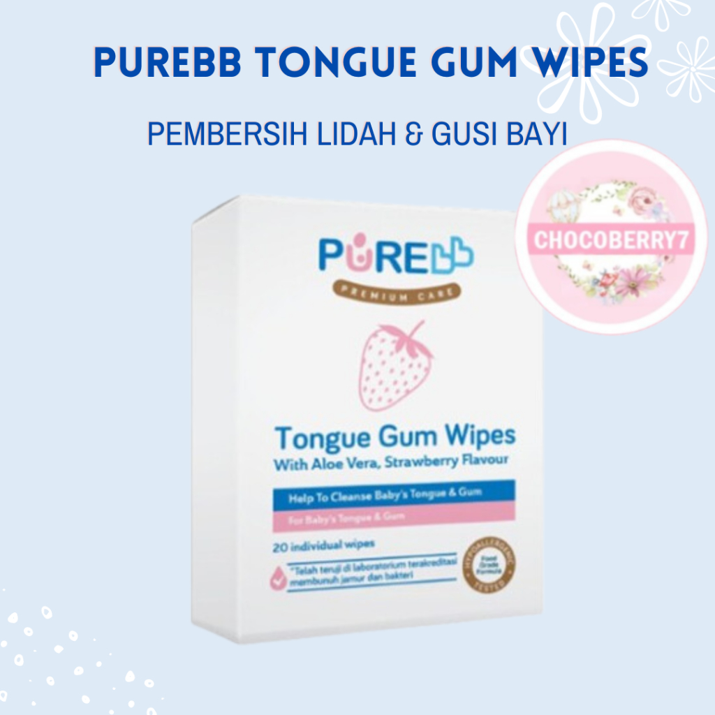 PURE BB TONGUE GUM WIPES Tisu Pembersih Lidah dan Gusi Mulut Bayi 20 SHEETS PUREKIDS Tissue