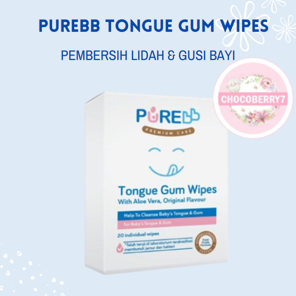 PURE BB TONGUE GUM WIPES Tisu Pembersih Lidah dan Gusi Mulut Bayi 20 SHEETS PUREKIDS Tissue