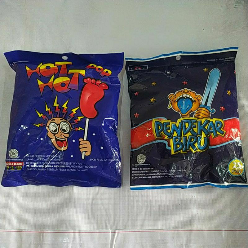 

Permen, hot hot pop - pendekar biru, 125g (25pc@5g)
