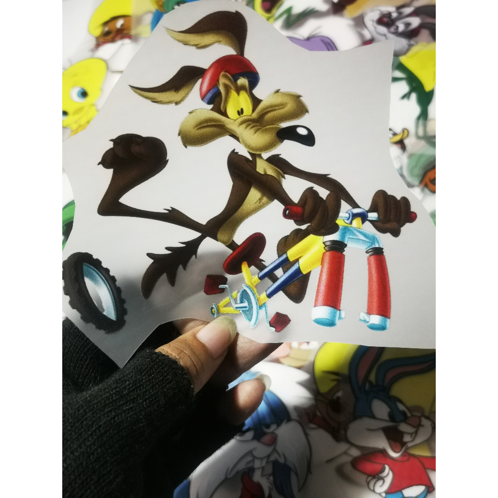 SABLON SETRIKA SABLON DTF PRINTING TEMA LOONEY TUNES UNTUK KAOS TOTEBAG TOPI KARAKTER Wile E Coyote