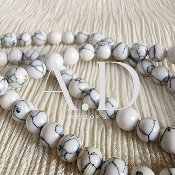 Manik Batu Alam Howlite ASLI 4mm 6mm 8mm 10mm 12mm Beads Stone