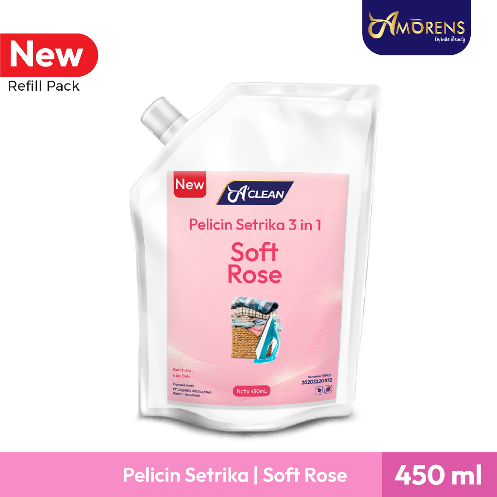 Pelicin Setrika Pakaian 3 in 1 Refill Pack 450 ml / Pengharum dan Pelembut Pakaian &amp; Laundry [450ml]