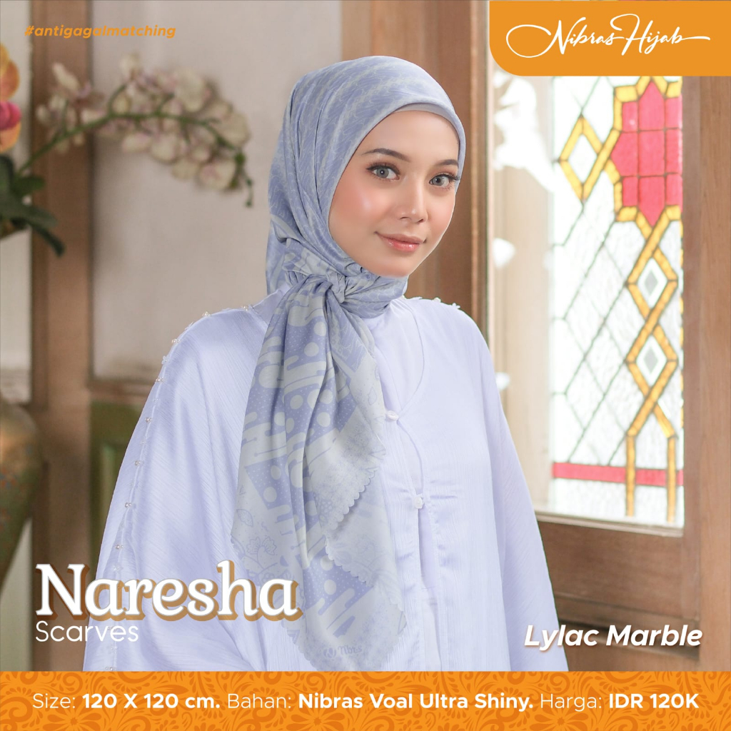 Nibras Hijab NARESHA Scarves Series Bahan Nibras Voal Ultra Shiny Hijab Segiempat Motif Simpel Modern by NBRS Hijab bisa COD