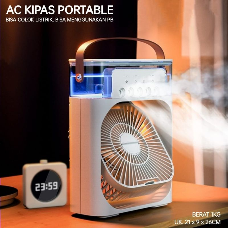 Kipas Pendingin Udara Portabel, Pendingin Udara Evaporatif Mini Pribadi Kecil dengan adaptor AC Humidifier