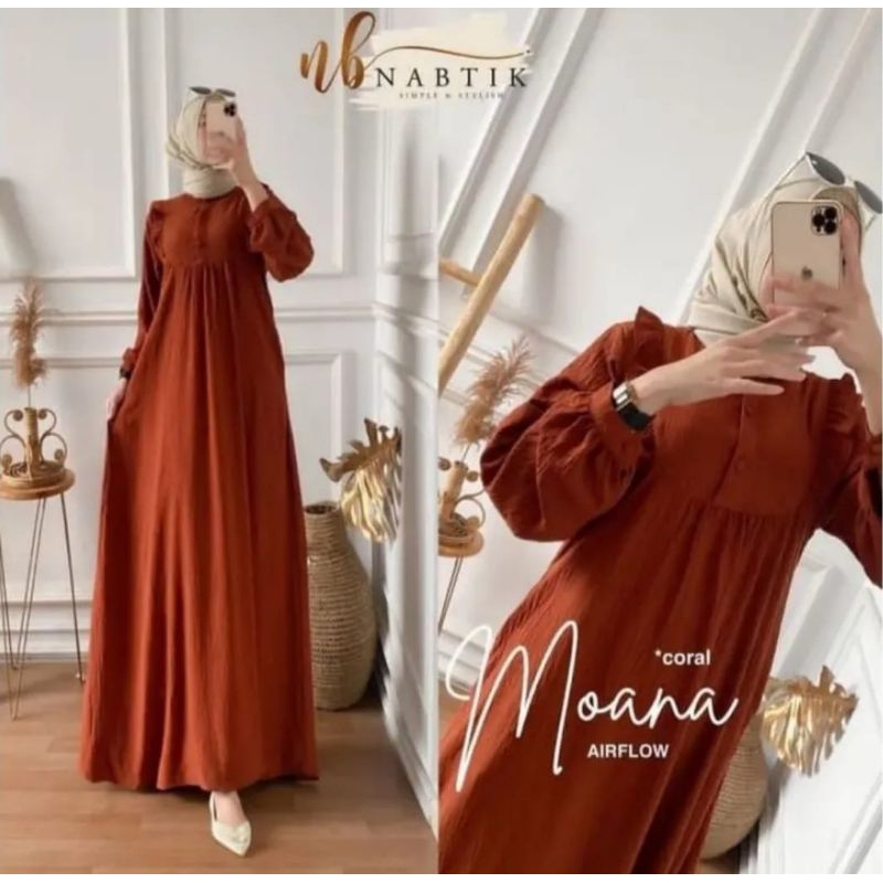 GAMIS MOANA CRINKLE AIRFLOW DRESS MAXY JUMBO LEBARAN TERBARU
