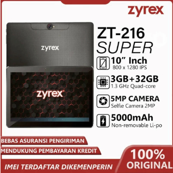 Tablet android layar 10 inch ZYREX zt 216 32GB IMEI garansi resmi