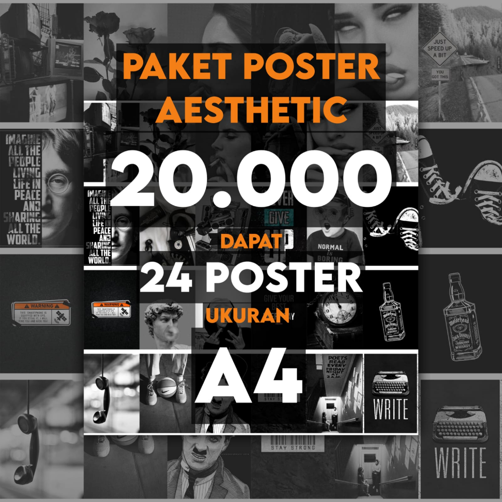 Poster Dingding Aesthetic isi 24 Lembar | Aesthetic | Poster Kamar Aesthetic | Estetik | Black | Whi