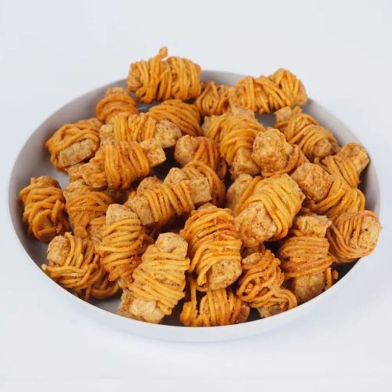 Mie Gulung &amp; Tahu Kering Kremes Gurih Pedas - Si Ngemil Mihu - Mie Gulung Isi Tahu Kering Renyah Bikin Nagih - 180g