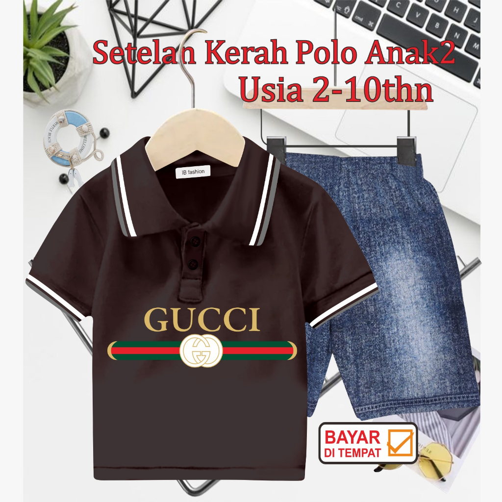 ((IB))SETELAN ANAK2 KERAH POLO SEMI JEANS/QUCC1 DIGITAL SABLON