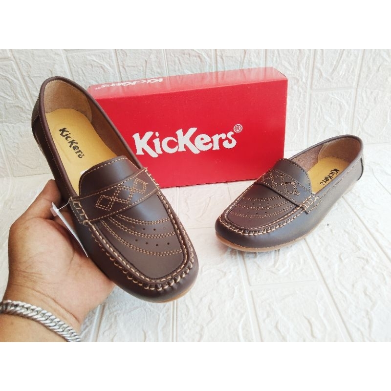 Kickers Sepatu Pantofel Wanita Kerja Slip On Flat Casual Kantor Dinas Santai Kuliah Hitam Coklat 37-41