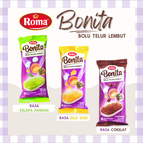 

( Satu Pak isi 12 ) ~ Roma BONITA 30gr Kue Bolu Telur Lembut