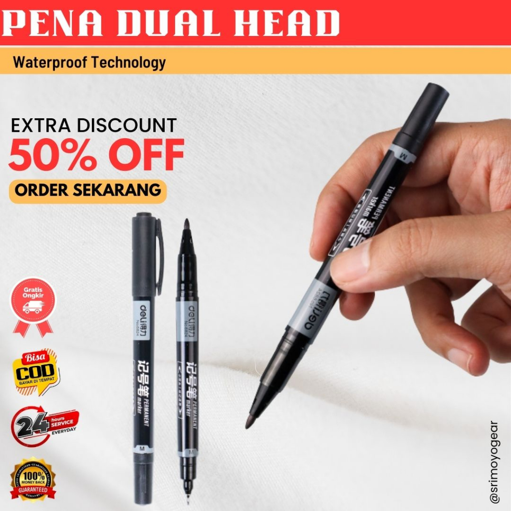 

Spidol Permanen Dual Head Papan Tulis - Spidol Pena Deli Tip Marker Pens Waterproof