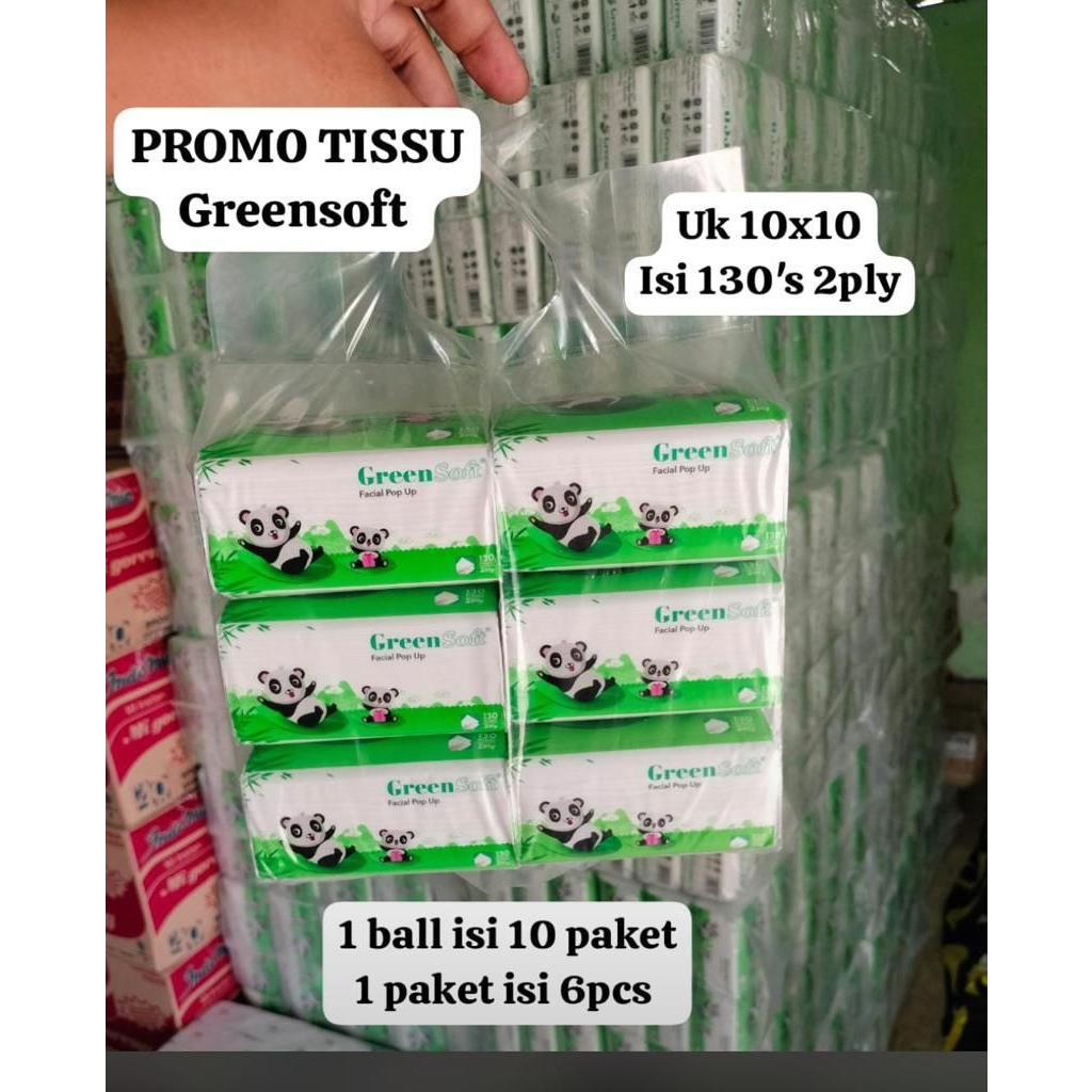 11.11 SALE : Paket 6pcs tissue green pop up 130 SHEETS KOTAK PERSEGI KECIL