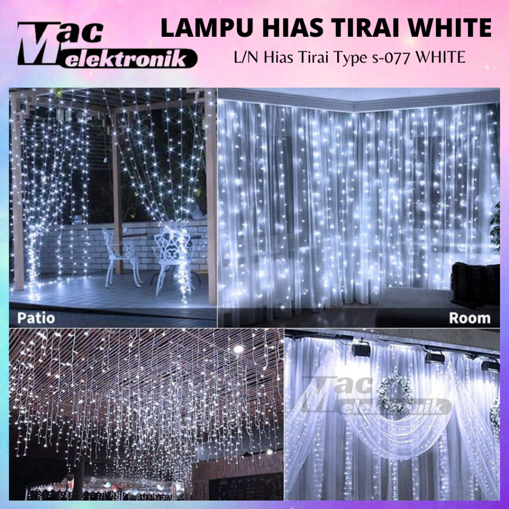 Lampu Hias Tumblr Natal Tirai Putih I Lampu Hias Tirai LED White / Lampu Natal TUMBLR PUTIH