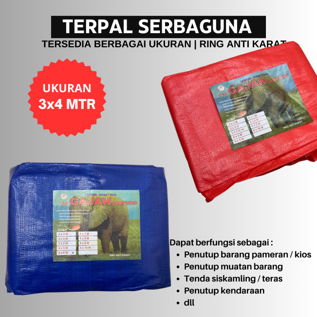 Terpal Plastik A3 Ukuran [ 3 x 4 ], Terpal Jadi