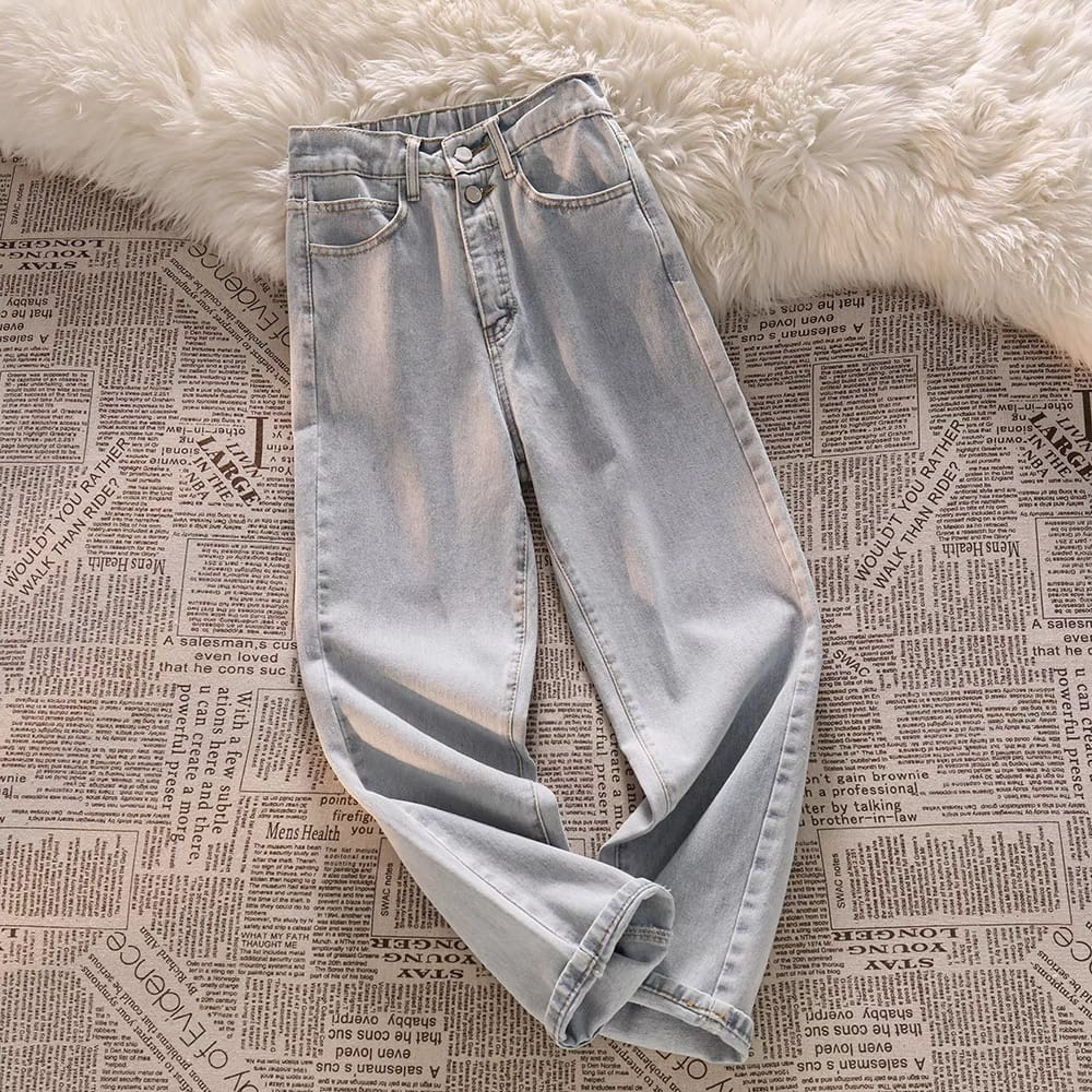 GROSIRTAS TG1701 Celana Jeans Wanita Highwaist Kancing Dua Import Loose Pants Trousers Korean Style