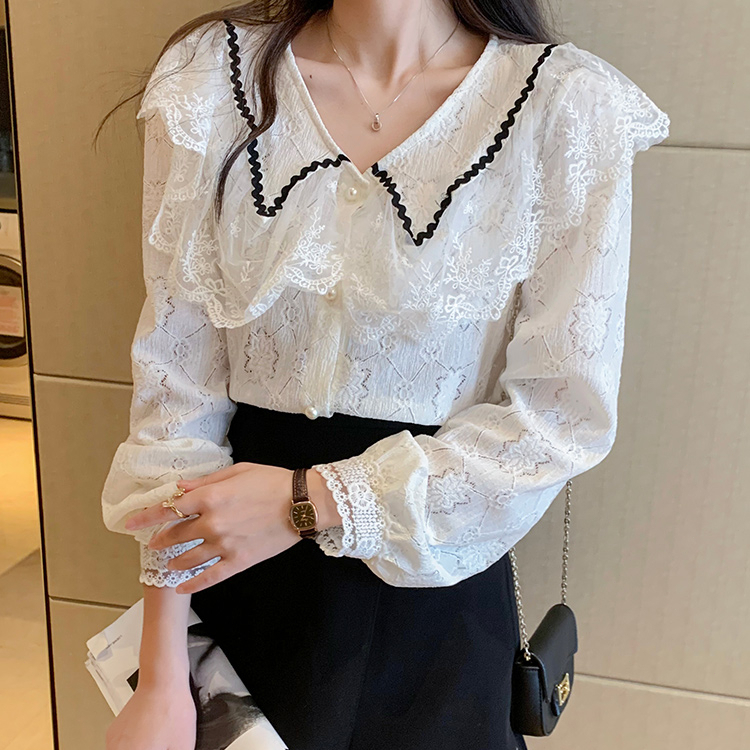 MOOGU ♡ Kemeja korea blouse renda temperamen shirt atasan wanita