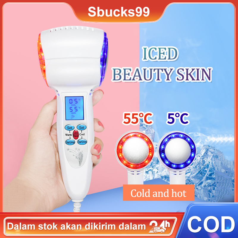 Alat Setrika Facial Wajah Hammer Hot And Cold Panas Dingin Lcd Screen Control Facelift Hammer Hot And Cold &amp; Tubuh Dermaroller Pijat Elektrik Setrika Wajah