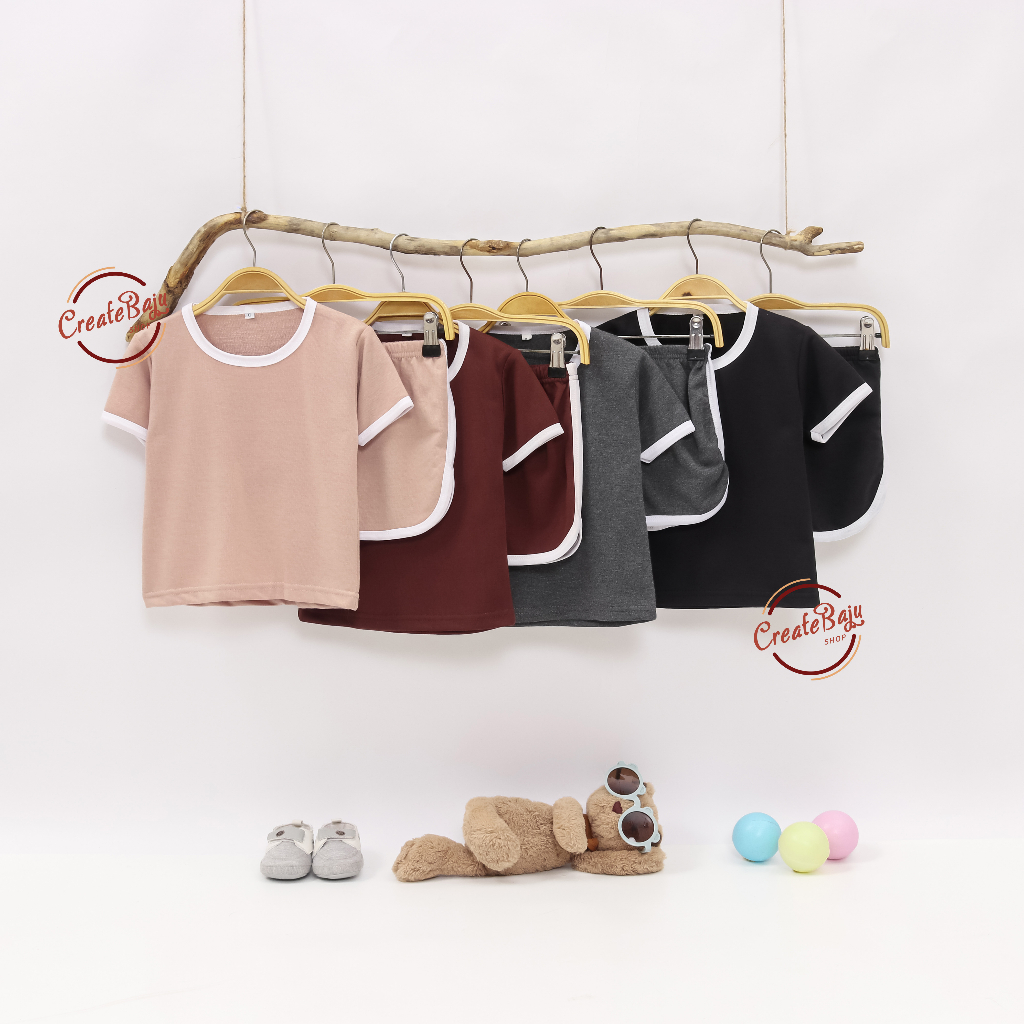 SETELAN ANAK POLOS WARNA SETELAN ANAK POLOS UNISEX LENGAN PENDEK BAHAN BABYTERRY