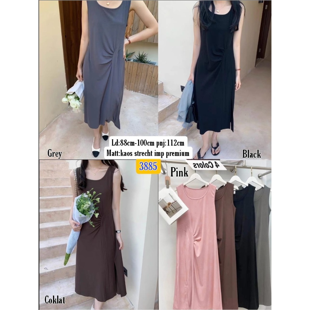 Drees Tengtop Polos Warna 3885 / Baju Cantik Kondangan / Drees Wanita kekinian / Gaun Mewah Korea
