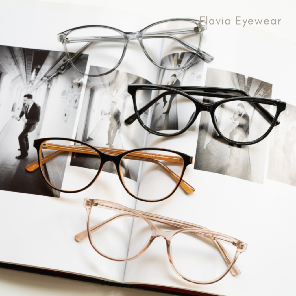 Flavia Eyewear - Kacamata Jenna Cat eye Glasses Acetat (custom minus, photochromic, blueray, bluechromic dan photobrown) ko