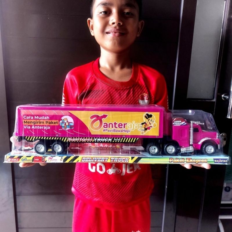 Mainan Truk Kontainer Kurir Miniatur - Miniatur Mobil Box Peti Kemas Anak Laki Cowok