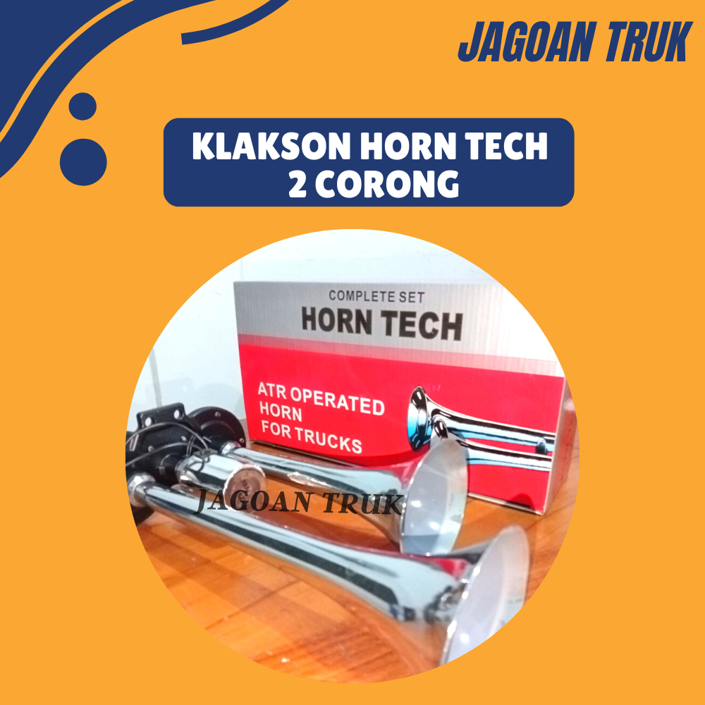 Klakson Angin / Air Horn 2 Corong Terompet Untuk Mobil 12 - 24 Volt  Merek HORNTECH