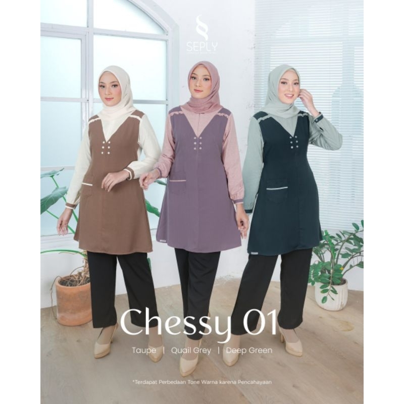 ORI 100%| TERLARIS | BEST SELLER | BAJU ATASAN KEMEJA TUNIK BLOUSE OUTER CASUAL FORMAL DAILY CHESSY 