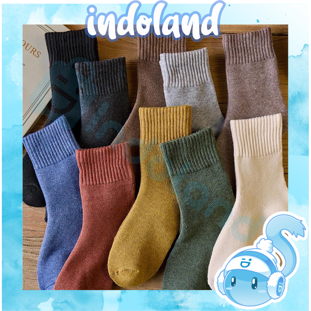 ☀ INDOLAND ☀ Kaos Kaki Panjang Motif Polos Fashion Korea / Kaos Kaki Laki-Laki Perempuan / Cute Socks Import Murah KK108
