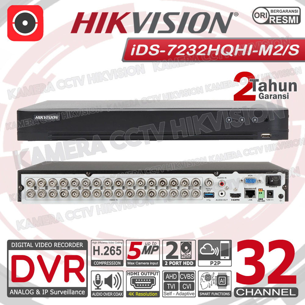 DVR HIKVISION RECORDER CCTV 5MP 32 CHANNEL 2HDD TURBO HD 32CH