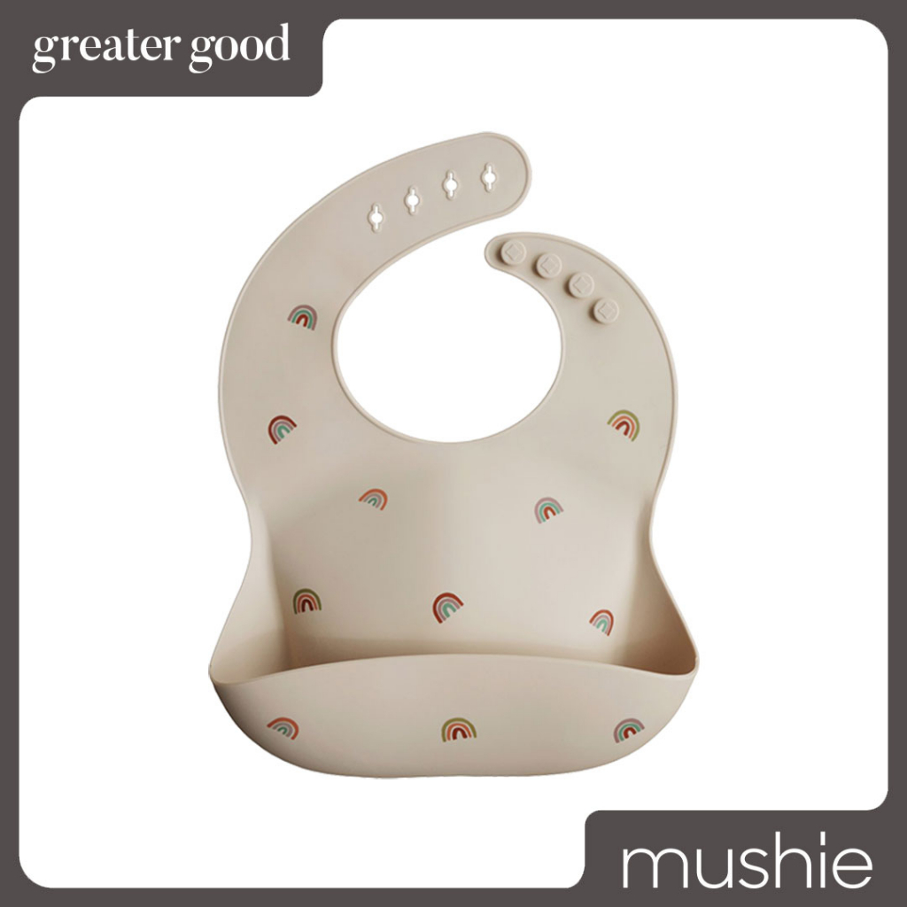 Mushie - Silicone Baby Bib in Rainbows / Celemek Bayi Silikon
