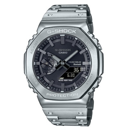 Jam Tangan Casio G shock GM-2100 Full Stainless Dualtime Analog Digital