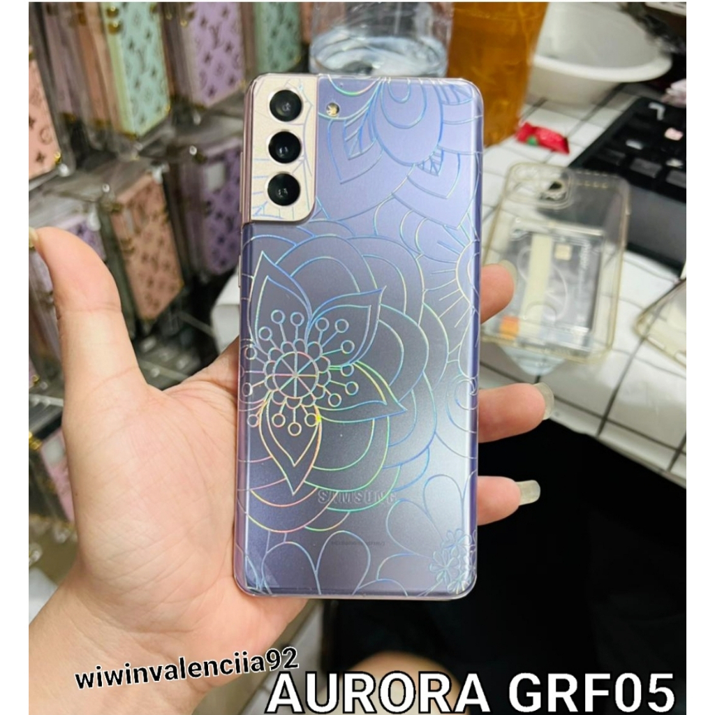 Custom Skin RAINBOW 5G Samsung ZFOLD 4/Fold 3/Fold 2/Fold 1/ ZFLIP 4 3 2 1 Garskin Gar Skotlet Stiker Gambar Motif Garis Simetris AURORA HOLOGRAM BUNGA Belakang Pelindung Anti Jamur CLEAR Murah plastik Tempel Transparent 4G Galaxy Z FLIP